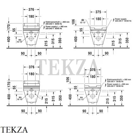 Duravit DuraStyle Унитаз подвесной без ободка 2542590000, для сиденья SensoWash®, белый глянец