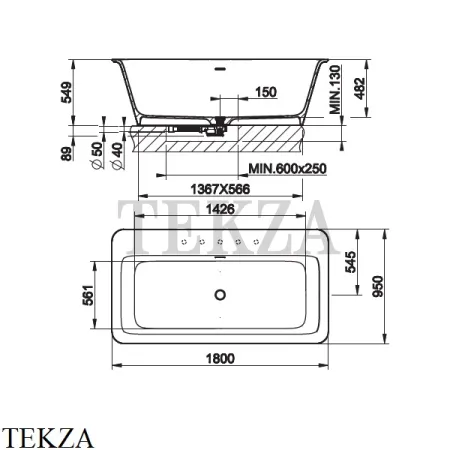 Gessi TOTAL LOOK Ванна отдельностоящая или встраиваемая 37591-521, Cristalplant