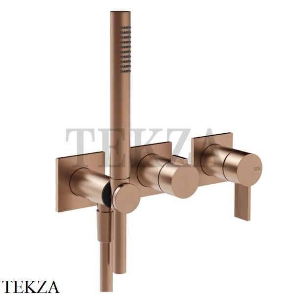 Gessi Inverso RIGATO Смеситель для душа, 2 потока, с гарнитуром, внешняя часть 73536-708, Copper Brushed