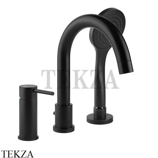 Gessi Via Tortona Смеситель для ванны на 3 отверстия с переключателем 18637-299, Black XL