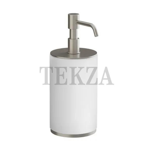 Gessi INCISO accessories Дозатор для жидкого мыла настольный, белый 66437-149, Finox Brushed Nickel