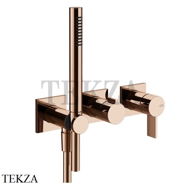 Gessi Inverso RIGATO Смеситель для душа, 2 потока, с гарнитуром, внешняя часть 73536-030, Copper глянец