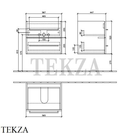 Villeroy & Boch AVENTO Тумба под раковину с выдвижными ящиками A88900B1, Crystal Grey