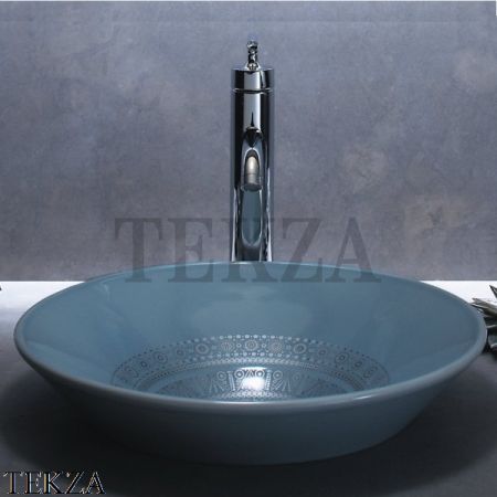 Kohler Conical Bell Nepal Раковина накладная K-14223-SR1-K7, с росписью голубой