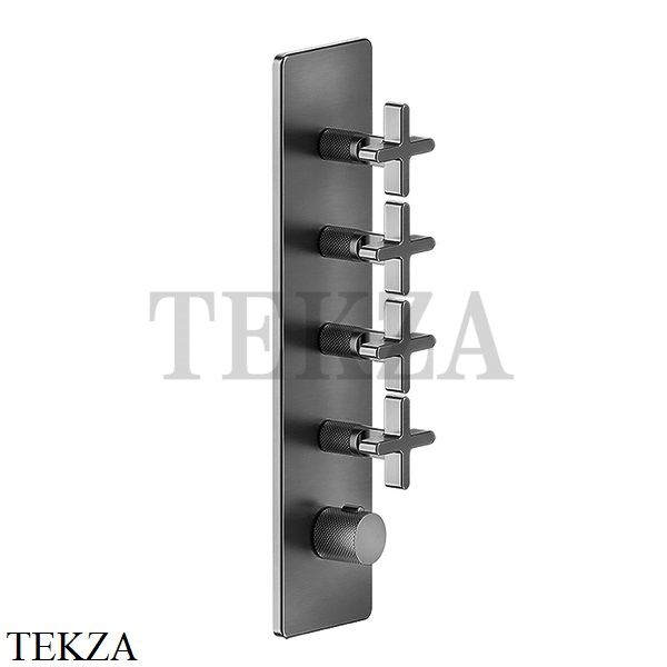 Gessi INCISO WELLNESS Термостат 4 выхода, внешняя часть 58228-707, Black Metal Brushed