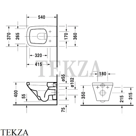 Duravit DuraStyle Унитаз подвесной 2536090000, сиденье микролифт SoftClose, белый глянец