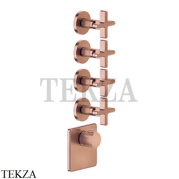 Gessi INCISO WELLNESS Термостат 4 выхода, внешняя часть 58348-708, Copper Brushed